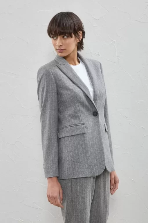 Best Peserico Blazer Monopetto In Flanella Gessata