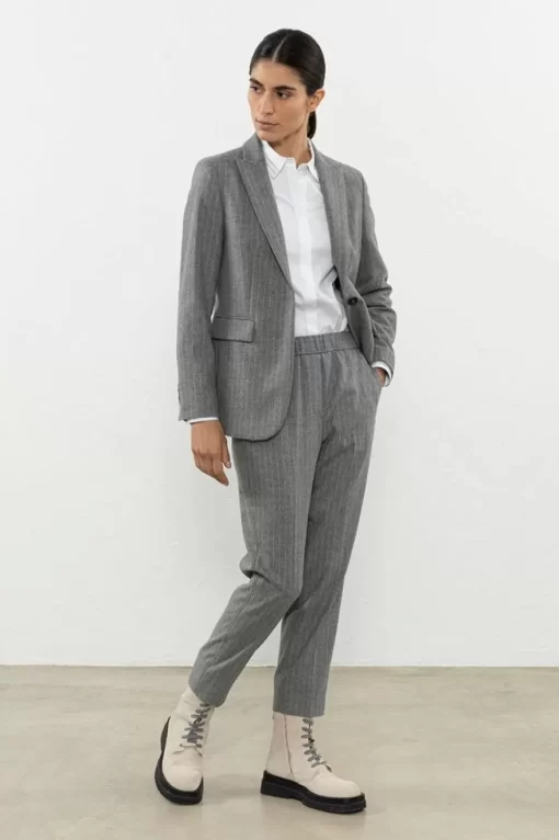 Best Peserico Blazer Monopetto In Flanella Gessata