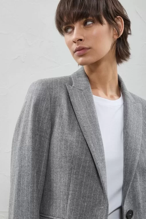 Best Peserico Blazer Monopetto In Flanella Gessata