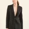 Cheap Peserico Blazer Monopetto In Tela Compatta E Baguettes Scintillanti