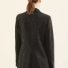 Cheap Peserico Blazer Monopetto In Tela Compatta E Baguettes Scintillanti