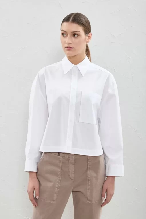 New Peserico Camicia Crop In Popeline Stretch