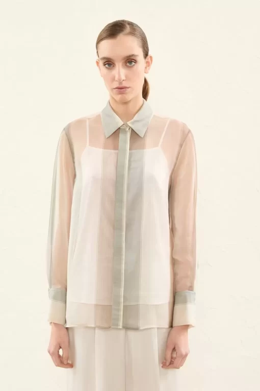 New Peserico Camicia In Organza Di Seta