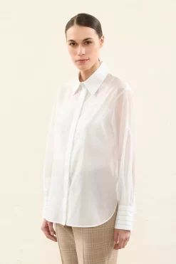 Sale Peserico Camicia In Organza Di Seta Cotone E Popeline