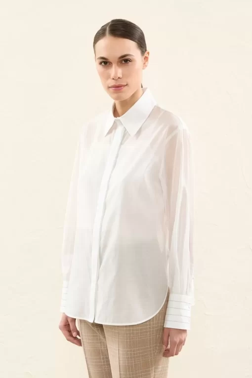 Sale Peserico Camicia In Organza Di Seta Cotone E Popeline