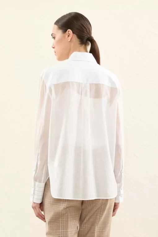 Sale Peserico Camicia In Organza Di Seta Cotone E Popeline