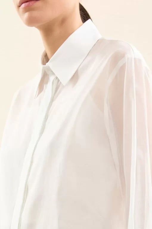 Sale Peserico Camicia In Organza Di Seta Cotone E Popeline