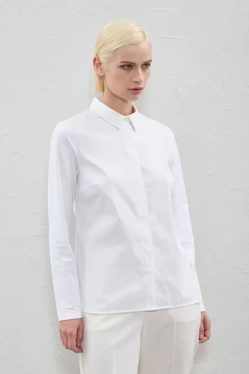 Store Peserico Camicia Ricamata In Popeline Stretch