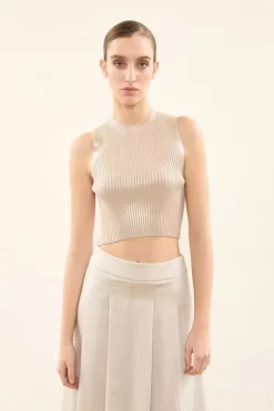 Flash Sale Peserico Crop Top In Maglia Placcato