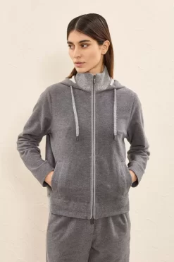 Store Peserico Felpa Hoodie In Cotone Garzato