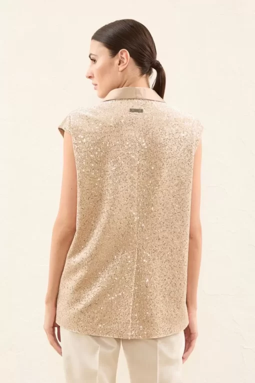 Hot Peserico Gilet Smoking In Velluto Ricamato Con Paillettes