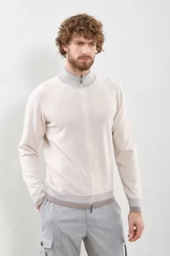 Sale Peserico Maglia Full Zip In Lana, Seta E Cashmere