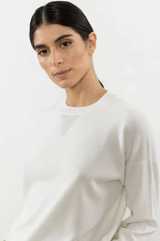 Online Peserico Maglia In Lana, Seta Cashmere Con Triangolo Punto Luce