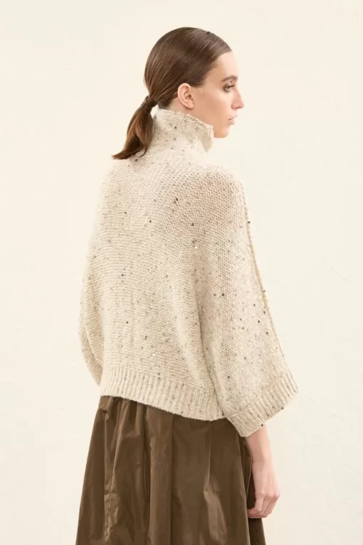 New Peserico Maglia In Lana Vergine, Alpaca E Maxi Paillettes