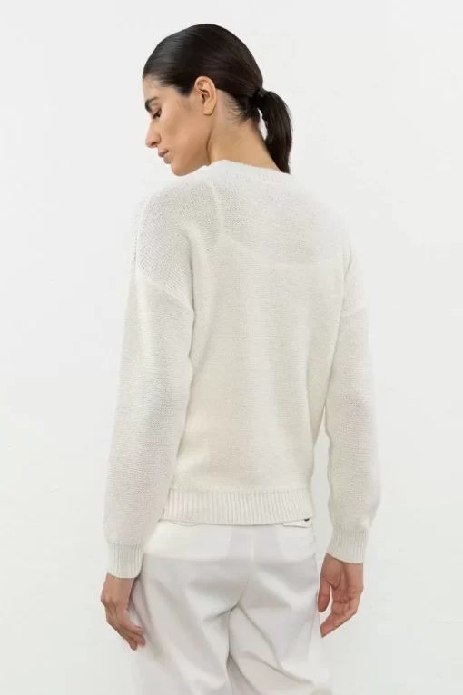 New Peserico Maglia In Merino Seta Cashmere A Trecce E Rete