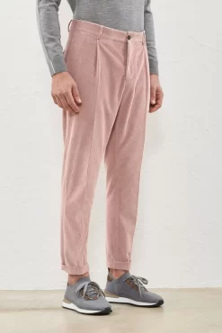 Hot Peserico Pantalone Chino Una Pince In Velluto Di Cotone Melange