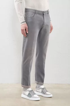 Flash Sale Peserico Pantalone Cinque Tasche In Denim Grigio Regular Fit