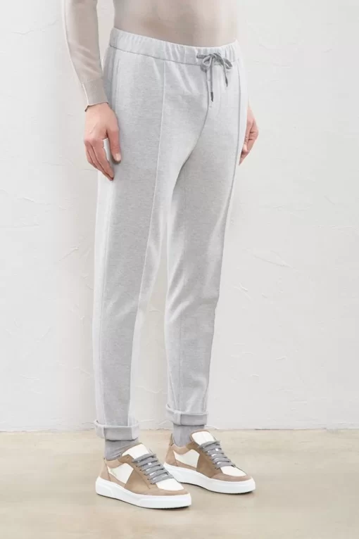 Store Peserico Pantalone Jogger In Jersey Di Cotone E Lana