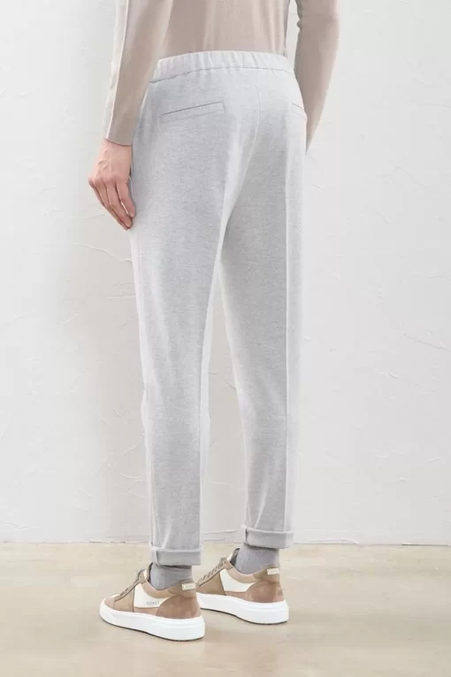 Store Peserico Pantalone Jogger In Jersey Di Cotone E Lana