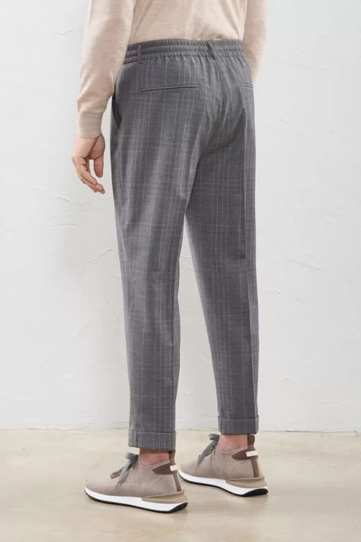 Fashion Peserico Pantalone Jogger In Pura Lana Disegnata