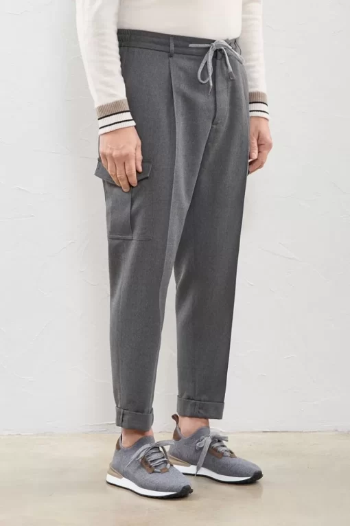 Sale Peserico Pantalone Jogger In Tela Di Misto Lana