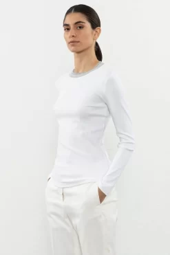 Hot Peserico Top In Jersey Con Collo In Tricot