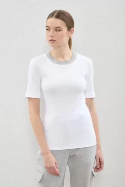 Flash Sale Peserico Top In Jersey Con Collo In Tricot