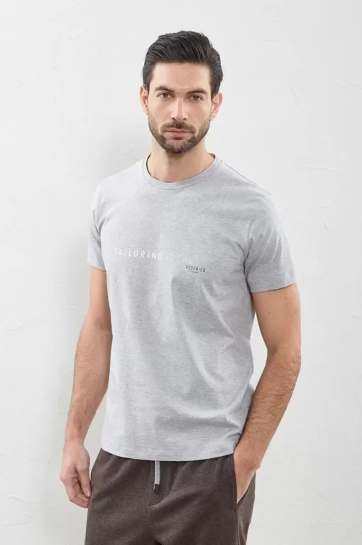 Fashion Peserico T-Shirt In Jersey Di Puro Cotone Mako Con Stampa